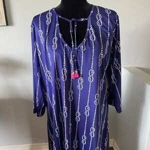 Viv&Lou pull over dress Size XL w Pink Tassell ties